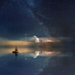 The sky with stars that reflect on water