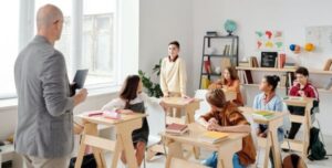 The classroom The teacher communicating with his students