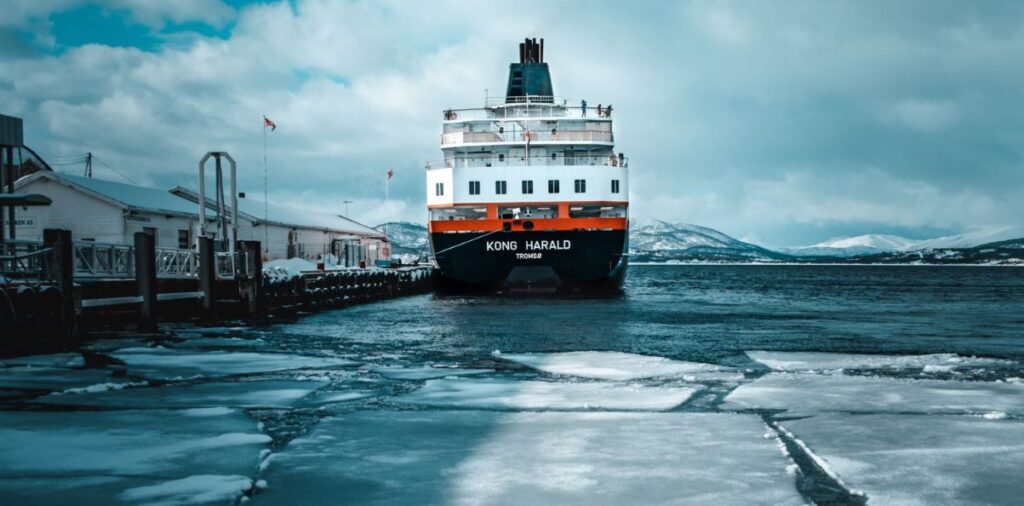 The ice breaker in the frozen ocean
