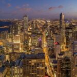 Glittering city at night