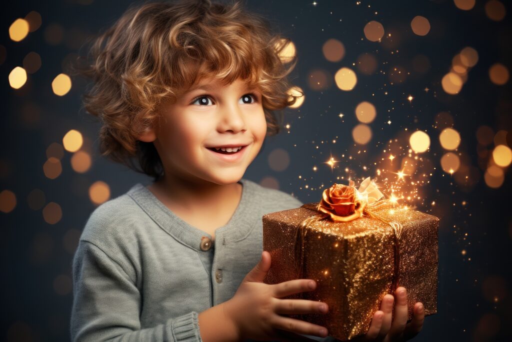 A boy receiving gift box