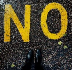 The word NO is stop the feet