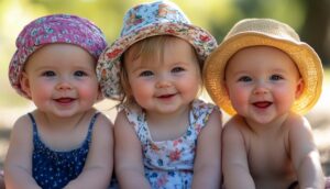 Three children are smiling happily