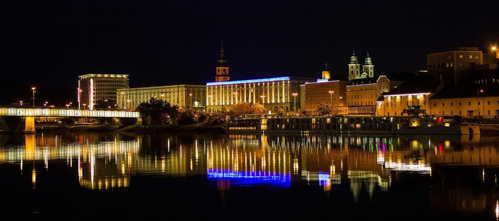 Light decorations on city